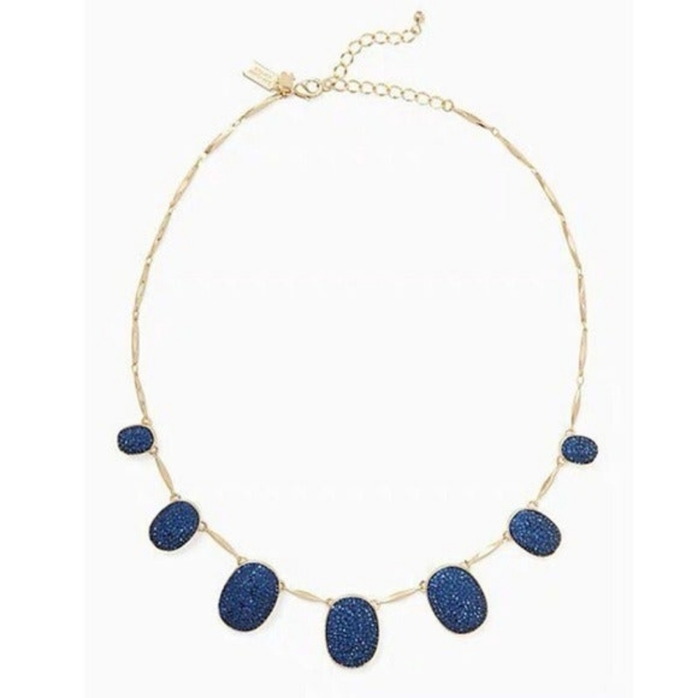 NWT Kate Spade Navy Sapphire Blue Pave the Way Statement Necklace - Picture 7 of 10